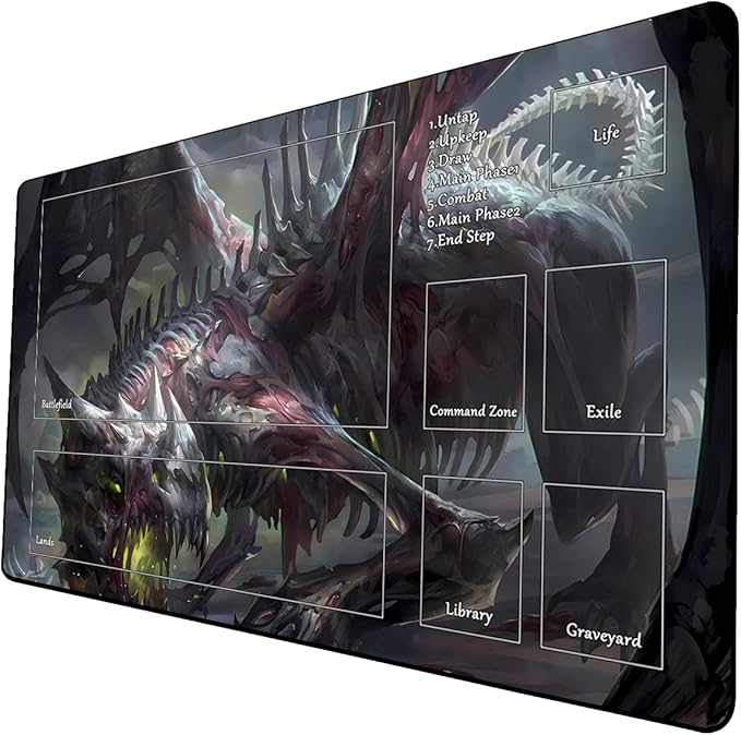 MTG Playmat, Game Play Mat for MTG TCG 24 x 14 inches Trading Card Inked Game Playmats with Storage Bag Smooth Rubber Surface Battle Game