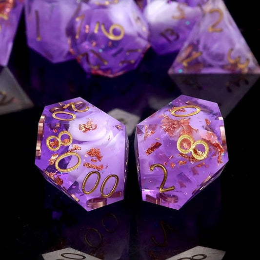 Haxtec DND Dice Set Sharp Edge Resin Dice Set with Dice Case, D and D Dice, Polyhedral D&D Dice Set for Dungeons and Dragons TTRPGs DND Gift