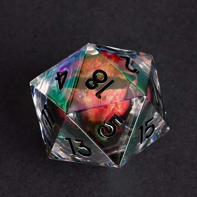 Electroplated Resin Dice Set, Resin Edge Sharp for Dungeons & Dragons RPG, MTG Board Games with Gift Box(Electroplating Red Longan)