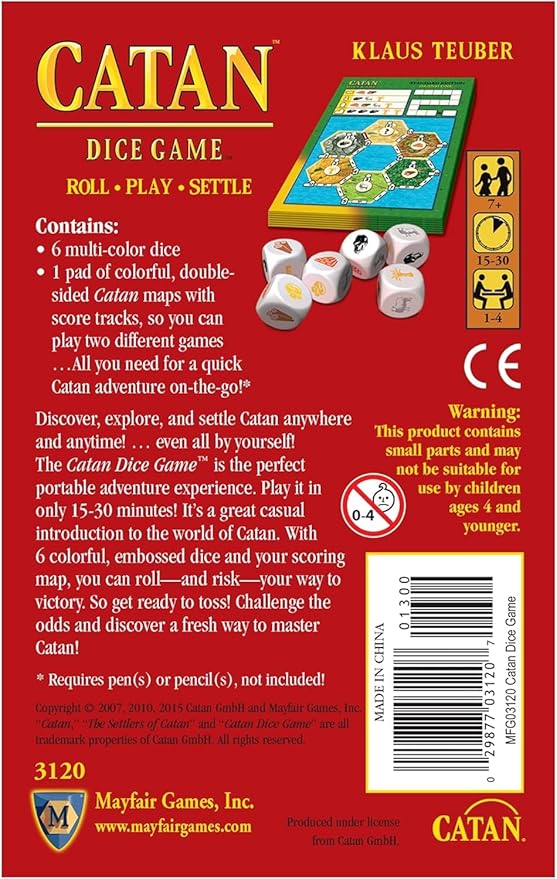 CATAN Dice Game - Portable Fun for On-the-Go Adventures! Strategy Game, Family Game for Kids and Adults, Ages 7+, 1-4 Players, 15-30 Minute Playtime, Made by CATAN Studio