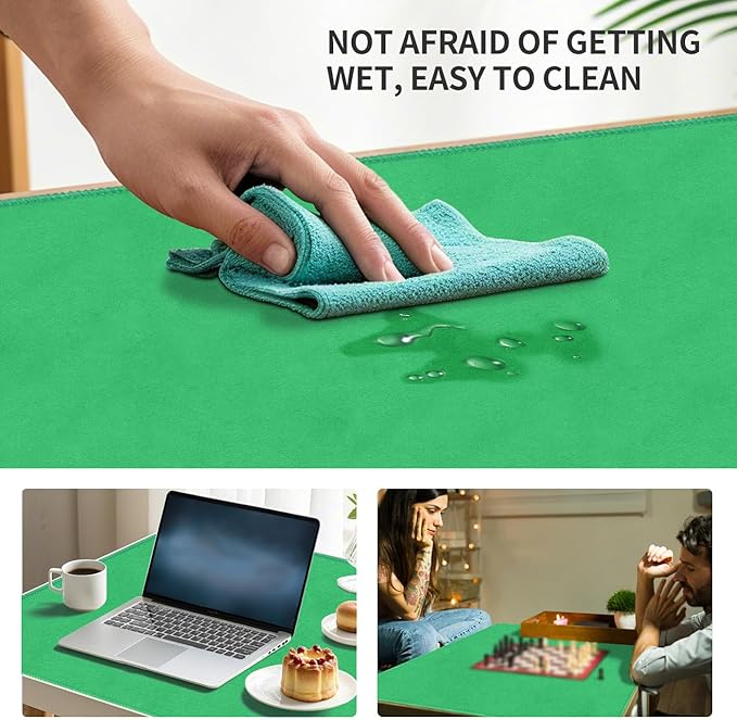 Square Large Tabletop Game Playmat,Used for Playing Poker,Mahjong,Playing Cards,and Role-Playing Games, with Thick Seam Edge,Waterproof,and Anti Slip(100 * 100cm*2mm) Green
