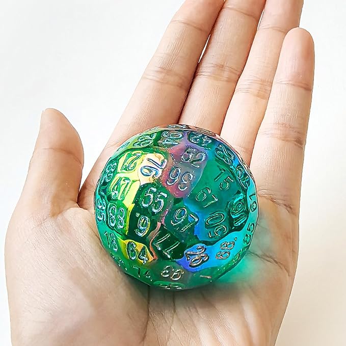 Bescon Dazzling Green 100 Sided Dice, Game Dice D100, Polyhedral Solid 100 Sides Dice 45MM in Diameter (1.8inch)