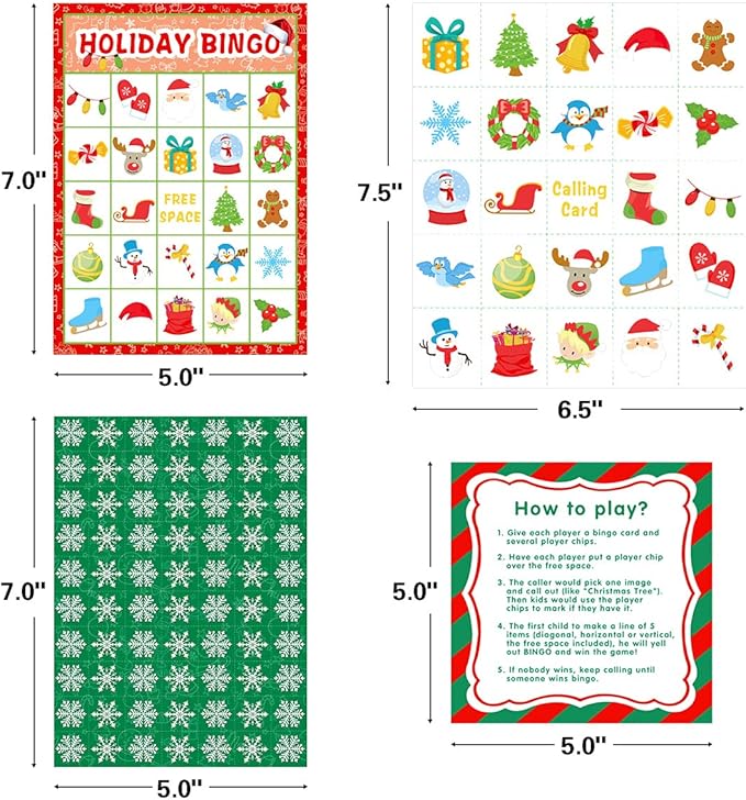 Fancy Land Christmas Bingo Game for Kids 24 Players Holiday Party Supplies