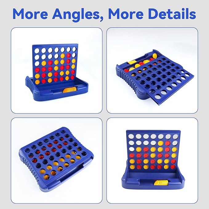 Pup Go 4 in a Row Game, Connect & Win Four in a Row Board Game, Portable 2-Player Strategy Games for Travel, Gift for Kids Children Age 3-12, Family Games Foldable Design with 6 Spare Discs Blue