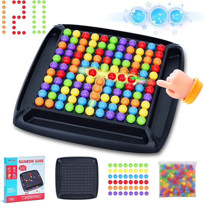 120PCS Intellectual Chessboard - Dual Duel, Strategy Board Games Chess Board with 120 Rainbow Ball, Fun Table Top Strategy Game, Strategy Board Games Chess Board for Kids & Adults (D)
