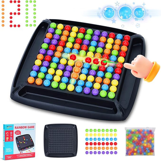 120PCS Intellectual Chessboard - Dual Duel, Strategy Board Games Chess Board with 120 Rainbow Ball, Fun Table Top Strategy Game, Strategy Board Games Chess Board for Kids & Adults (D)