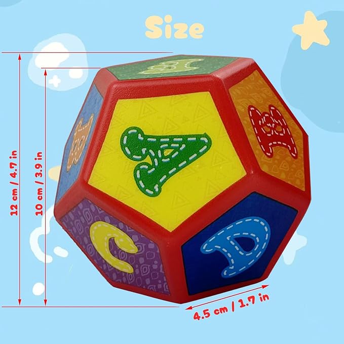 1 Pc 12 Sided ABC Alphabet Game Foam Dice,4.7 Inches A to L Dodecahedrons Dice Kids Board Game Educational Toy for Table Games,to Get Your Lucky Letter!