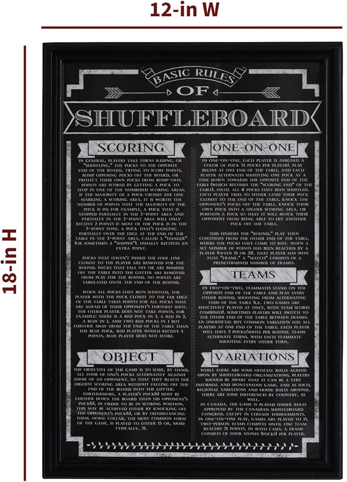 Hathaway Shuffleboard Game Rules Wall Art, Black