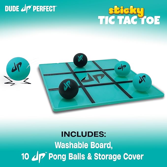 Dude Perfect Sticky Tic Tac Toe, Kids Tabletop Activity, for Family Game Night, for Gift and Parties, 2 Players, Ages 4+
