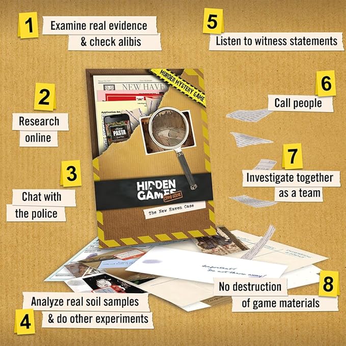Hidden Games Crime Scene – The New Haven Case – Realistic Crime Scene Game – Murder Mystery and Detective Experience – USA Version