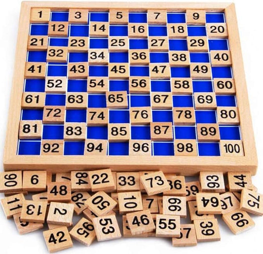 Wooden Toys Hundred Board Montessori 1-100 Consecutive Numbers Educational Game Early Childhood Toy for Kids with Storage Bag (Counting & Math)