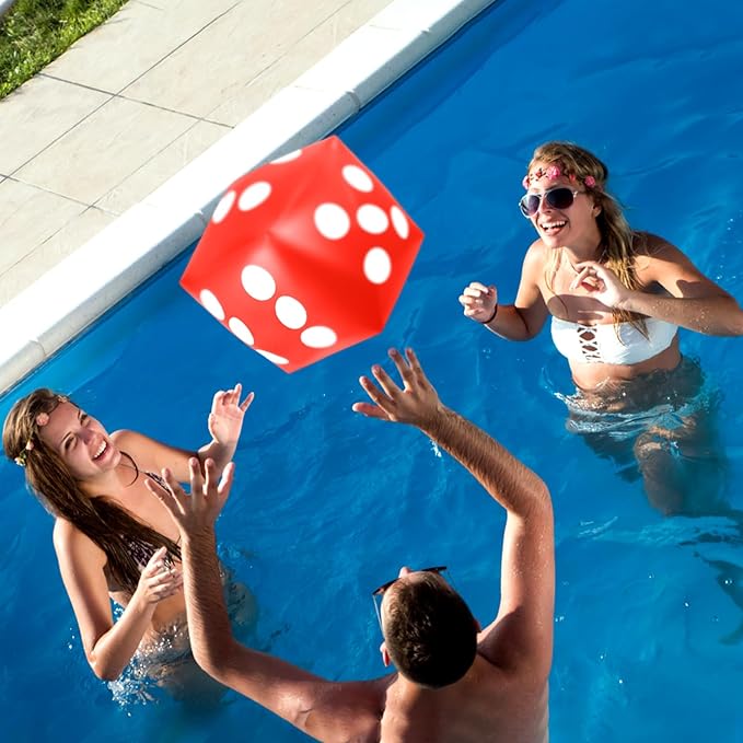 4 Pieces Jumbo Inflatable Dice 12.6 Inch Large Inflatable Dice Fun Game Toy for Indoor Outdoor Lawn Swimming Pool Party Favor Board Game Decoration (White, Black, Blue, Red)