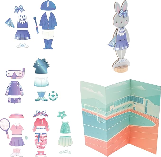 Stephen Joseph, Magnetic Dress Up Dolls, 30 pc Magnetic Travel Play Set – Pretend Play Magnetic Dress Up Dolls, Ideal for Ages 3 4 5 – Travel Game for Kids, Bunny