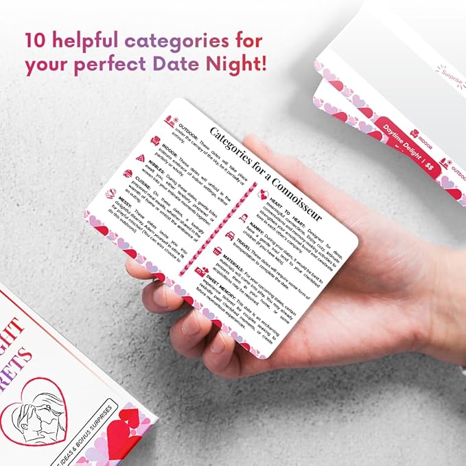 Valentines Gifts Couple Gifts - 40 Fun and Romantic Scratch Off Date Adventure Ideas - Girlfriend, Boyfriend, Wife, or Husband - Date Night Ideas, Card Game, Anniversary/Wedding, 5 Customizable Cards
