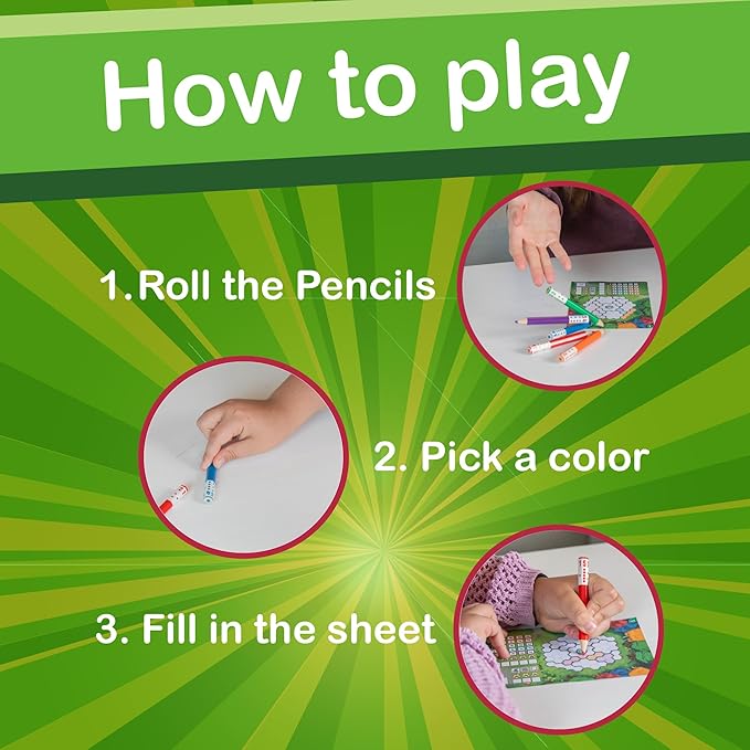 AMIGO Games Pick a Pen Gardens – Highly Innovative Roll & Write Dice Game – Score Points by Filling in Your Garden with The Same Color – Perfect for Family Game Night – Kids & Adults Ages 8+