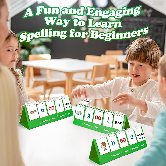 Aizweb CVVC Word Games,Phonics Games Flash Card for Preschool Kindergarten Classroom,Learn to Read,Reading Manipulative Spelling Educational Toy Learning Activity Speech Therapy Teacher Supplies