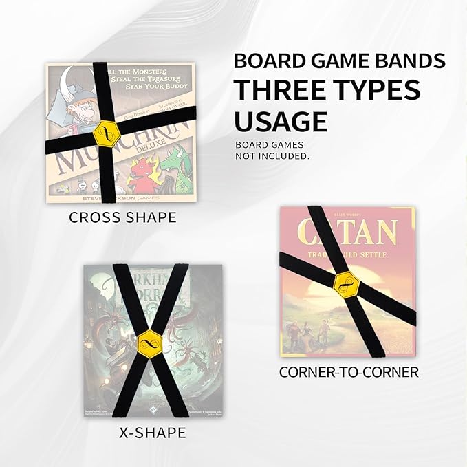 Board Game Box Elastic Bands - Keep Board Games, Tabletop Games, RPGs,Card Games & Other Boxes Closed and Protected with Antiskid Textured During Travel & Storage, Elastic Band Organizer(Set of 5)