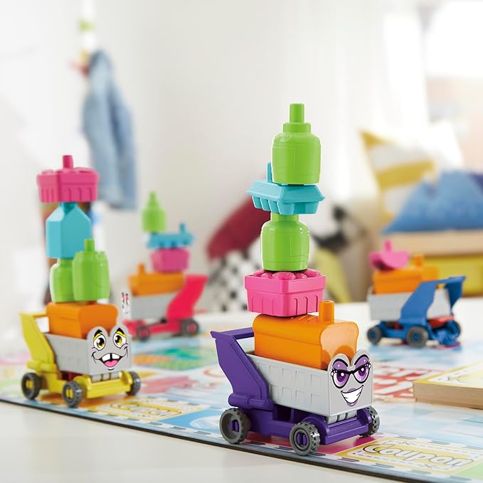 Grocery Go Karts Board Game for Preschoolers and Kids Ages 4 and Up, Building Game with Mini Groceries, Preschool Games for 2-4 Players