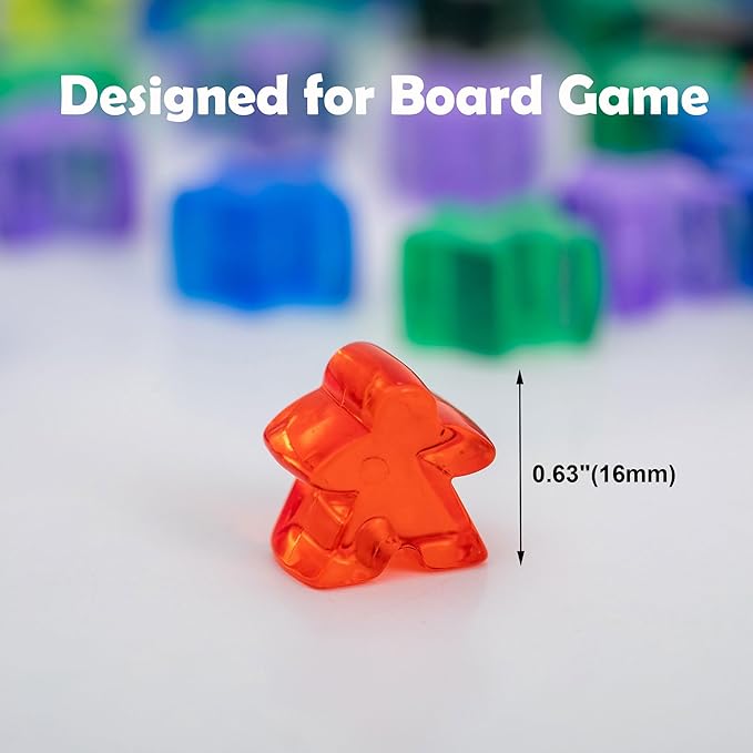 144 Pieces Meeples Game Tokens,Game Pieces for Board Games,Board Game Accessories with Portable Box(Translucent,6 Colors)