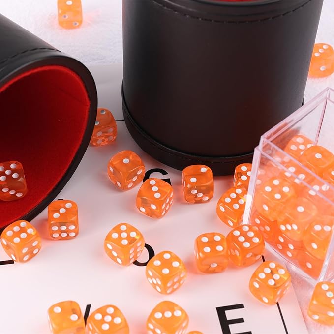 36 Pieces 12mm 6 Sided Mini Dice Set,Translucent Colors D6 Game Dice Set,6 Sided Standard Game Dice for Board Games Dice Games Classroom Teaching Dices Game, with Portable Gaming Box(Orange)