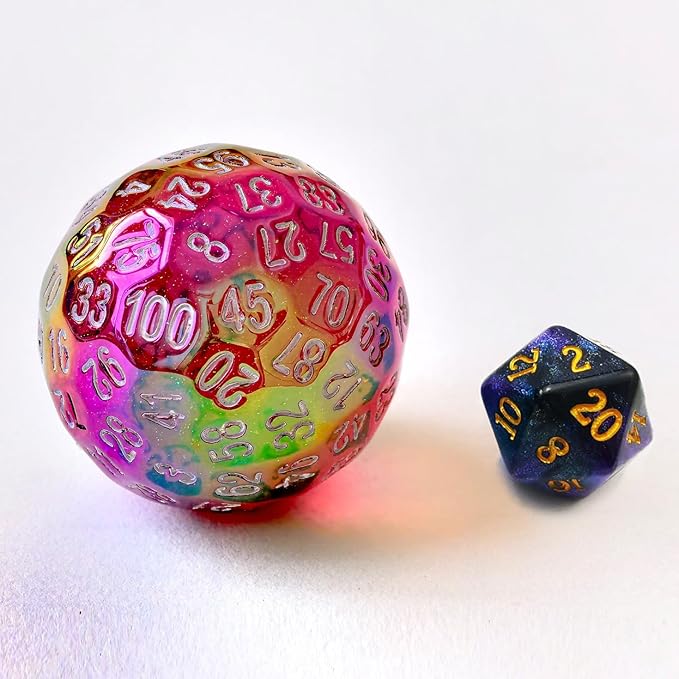 Bescon Dazzling Red 100 Sided Dice, Game Dice D100, Polyhedral Solid 100 Sides Dice 45MM in Diameter (1.8inch)