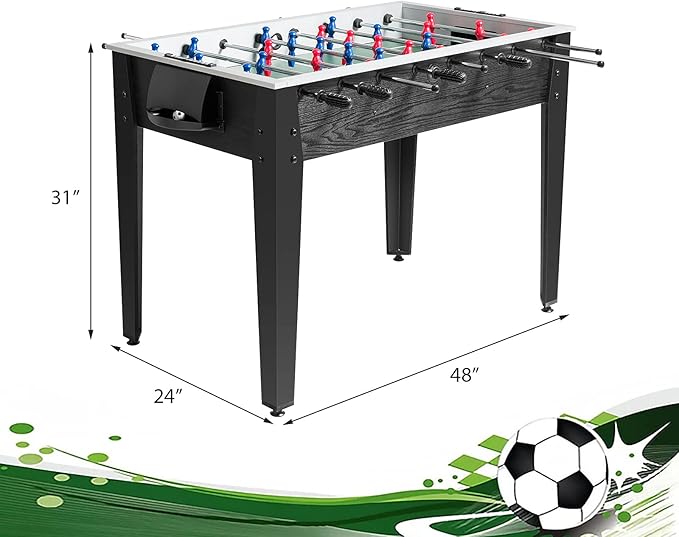 RELAX4LIFE 48'' Foosball Table, Wooden Soccer Game Table with 2 Footballs, Score Devices, Recreational Foosball Games for Kids & Adults, Arcade Table for Pub, Bars, Parties Family Night Game