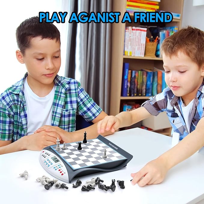 Electronic Chess Set with Voice Teaching System, Magnetic Computer Chess Game, Great Partner for Beginners & Improving Players, Electronic Chess Board Grows Your Chess Skills