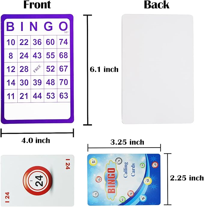 Yuanhe Complete Bingo Game Set - 100 Bingo Cards,1000 Chips and Deck of Calling Cards for Family,Large Groups,Parties,Game Nights