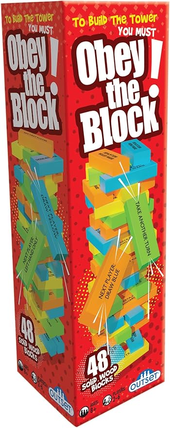 Outset Media Obey The Block - 48 Solid Wood Blocks - for 2 to 6 Players Ages 8 and up