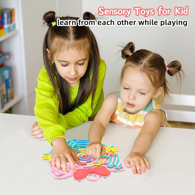 Silicone Sensory Activity Board,Double-Sided Busy Board for Fine Motor Skill,Fidget Toy for Calming, Stress, Anxiety, ADHD , Autism , Silent, No Mess , Kids 3+ & Adults(Cat,Colorful)