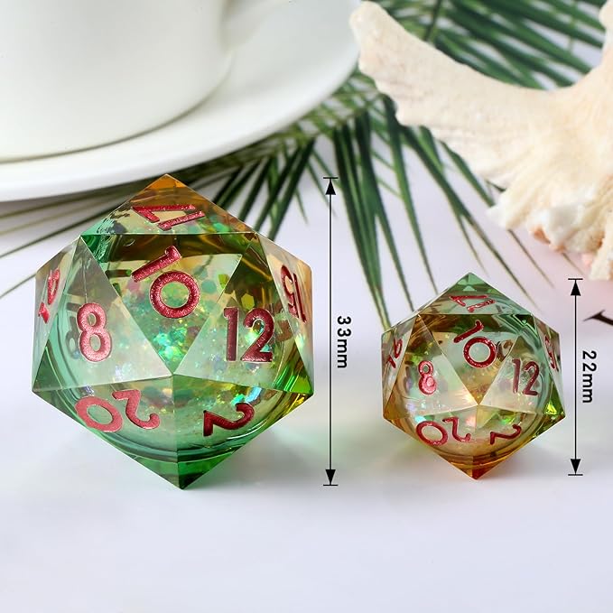 Liquid Core D20 Dice,DNDND 33mm Dragon Eye 20 Sided Dice with Gorgeous Gift Box for Dungeons and Dragons (Purple)
