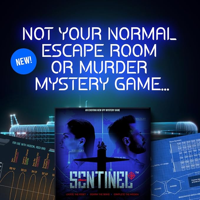 Spy Murder Mystery Puzzle Board Game. Unsolved Crime Case Files Investigation Detective Escape Room for Adults & Teens Date Nights or Solo - Sentinel