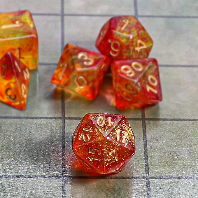 CiaraQ DND Polyhedral Dice Set with a Black Dice Bag for D&D RPG MTG Role Playing Table Games