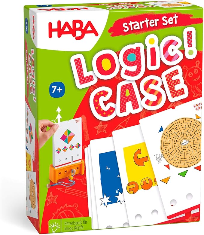 HABA Logic! CASE Starter Set - Brain Teaser Puzzles and Car Games, A Handheld Game to Develop Critical Thinking for Kids Ages 7+