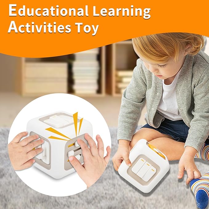Montessori Busy Cube for Toddlers 1-3,Car Travel Toys Busy Board Activity Cube,Learning Stocking Stuffers Educational Birthday Gifts Sensory Baby Toys 12-18 Months