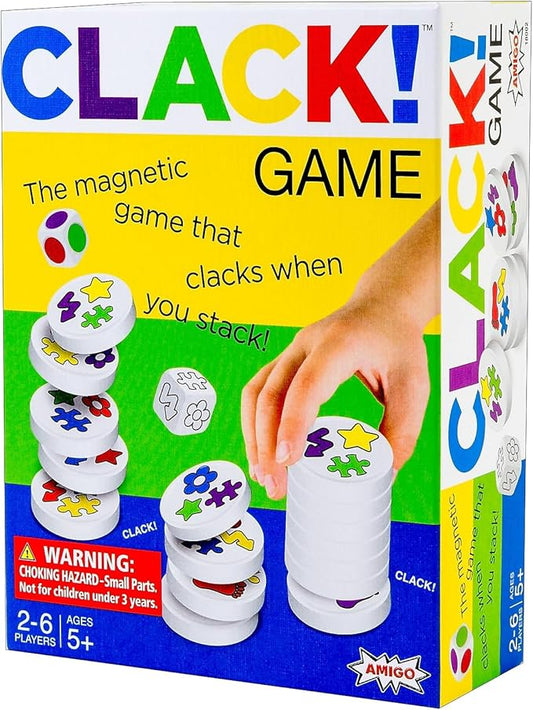 AMIGO Games Clack! Categories - Exciting Kids Magnetic Stacking Game for 2-8 players Ages 7+ | Fun, Educational, & Fast-Paced Family Game