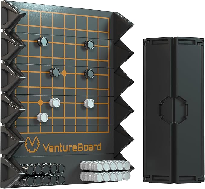 GO 9x9 6 Inches Magnetic Unique GO Set Board Game - Folding Board, Portable Travel GO Board Game Pieces - (Black/Grey)