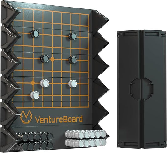 GO 9x9 6 Inches Magnetic Unique GO Set Board Game - Folding Board, Portable Travel GO Board Game Pieces - (Black/Grey)
