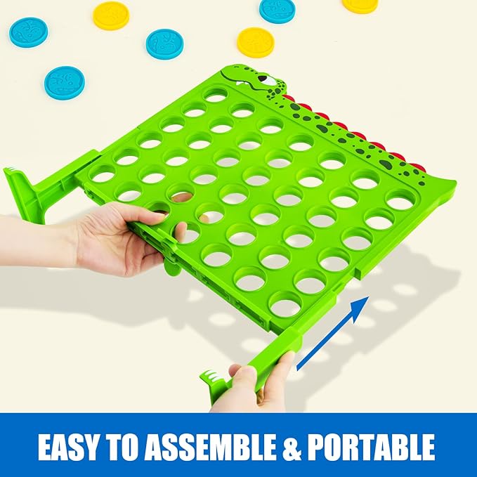 Aywewii 4 in a Row Dinosaur Connect Game with 14.5 x 14 inches Grid, Strategy Board Games for Kids | Travel Games for Boys and Girls | 4-to-Score Table Game Gifts for Ages 6+