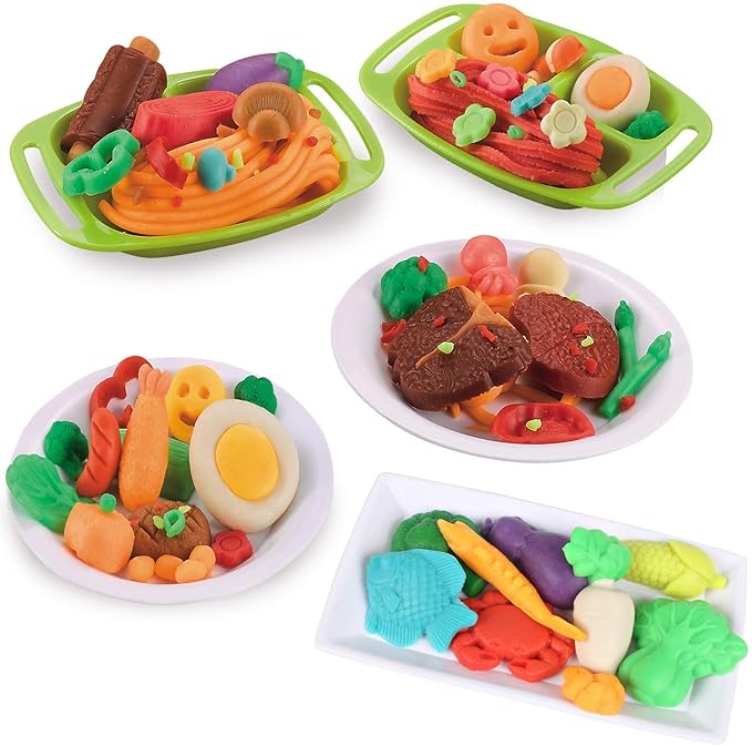 Color Dough Sets for Kids Ages 4-8, Stovetop Kitchen Accessories, Kitchen Creations Toy,Pretend Play Cooking Game, Educational Toddler Toys