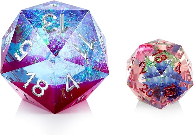 Large D20 DND Dice DNDND 33mm Sharp Edge Dice with Gorgeous Gift Box for Dungeons and Dragons (Rose)