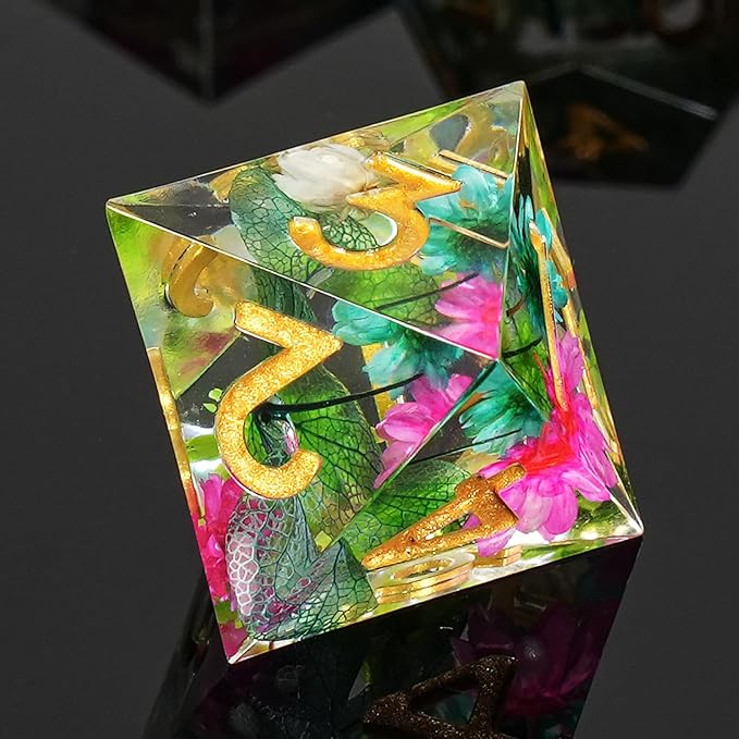 DND Dice Set Sharp Edged Dice Set of 7 DND Faceted Dice Golden Numbers and Beautiful Iron Box Perfect for Dungeons & Dragons RPG and Board Game(Flower Gold)