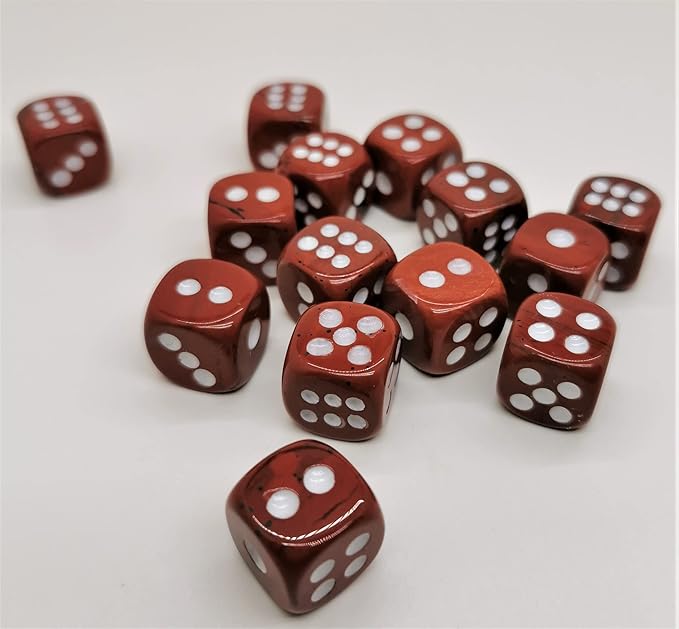 Natural Hand Carved Gemstone Dices, 15mm/0.59in, 6 Sided, Red Jasper