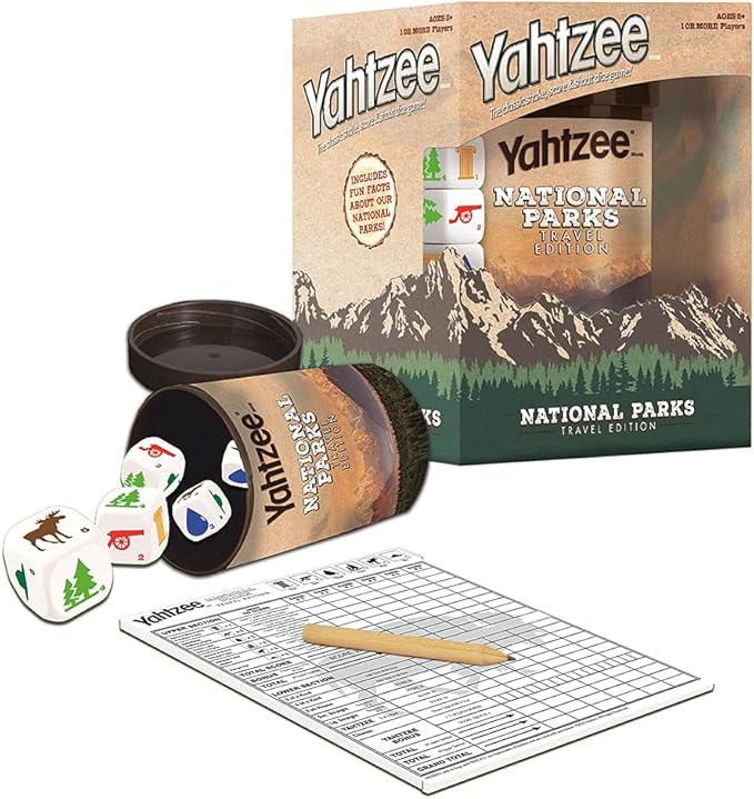 YAHTZEE National Parks Travel Edition | Classic Yahtzee Dice Game with a National Parks Theme | Perfect Travel Game for Families | Celebrate US National Parks Service