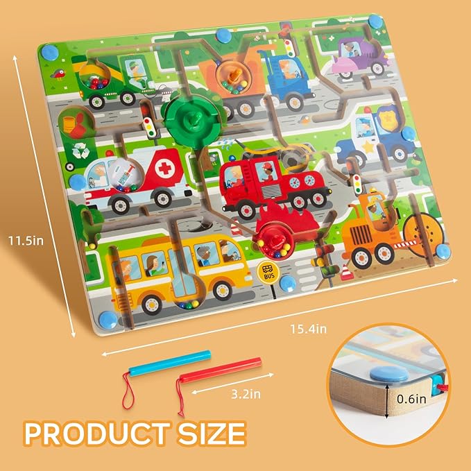 Magnetic Color Maze,Montessori Toys,Transportation Puzzle Toddler Toys for Ages 3-5,Sensory Toys Fine Motor Skills,Gifts for Kids