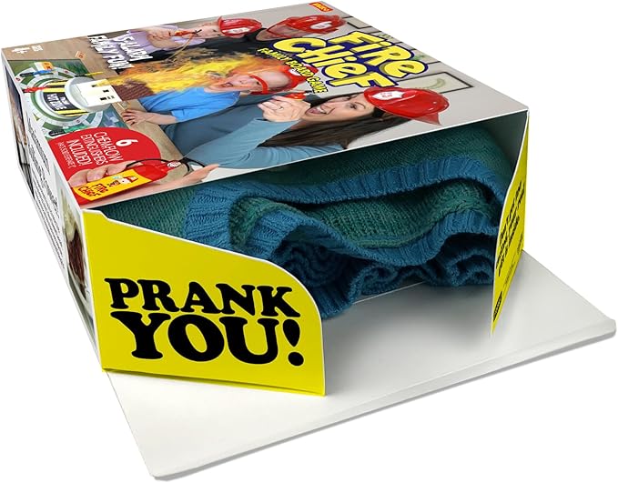 Prank Pack Prank Gift Box, Fire Chief Family Board Game, Wrap Your Real Present in a Funny Authentic Prank-O Gag Present Box, Novelty Gifting Box for Pranksters, Wrap Box