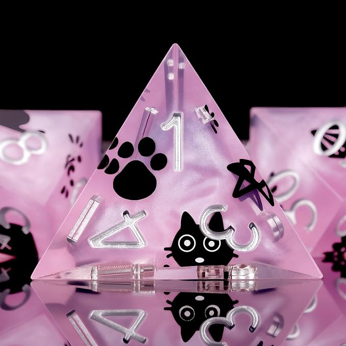 Haxtec DND Dice Set Sharp Edge Resin Dice with Case, Flower D and D Dice, Polyhedral Dice for Dungeons and Dragons TTRPGs DND Gift