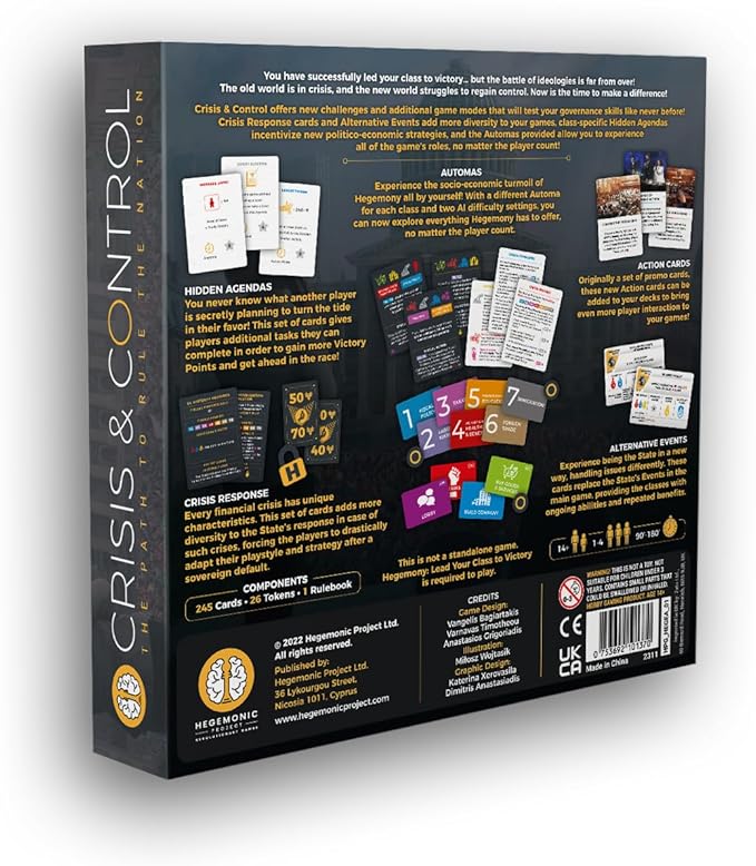 Hegemony: Crisis & Control Expansion - Add New Automas & Modules, Solo Play, Unique Asymmetric Card Driven Game Board Game, Ages 14+, 1-4 Players