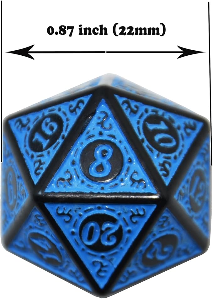 SmartDealsPro 10-Pack Retro 26mm Large 20 Sided Dice D20 Polyhedral Dice for DND RPG MTG Table Game(Retro Blue)