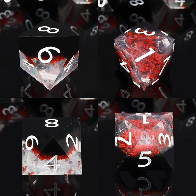 Haxtec DND Dice Set Sharp Edge Resin Dice Set with Dice Case, Flower D and D Dice, Polyhedral D&D Dice Set for Dungeons and Dragons TTRPGs DND Gift